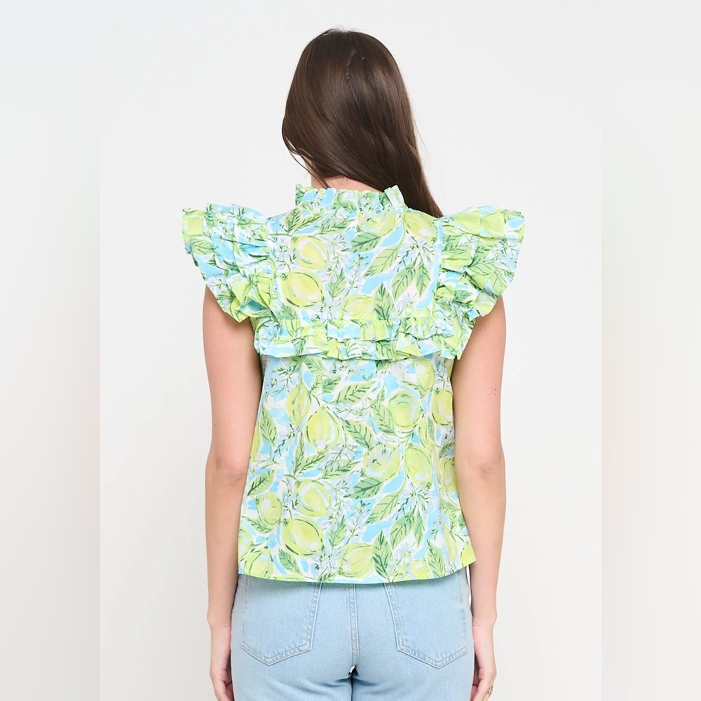NWT Avara Maddie Ruffled Tie‎ Neck Top Large - Picture 8 of 8